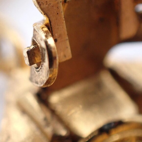 CHANEL Matelasse Diamond Shape Drop Earrings Rhinestone Clip-On Gold - Picture 8 of 10